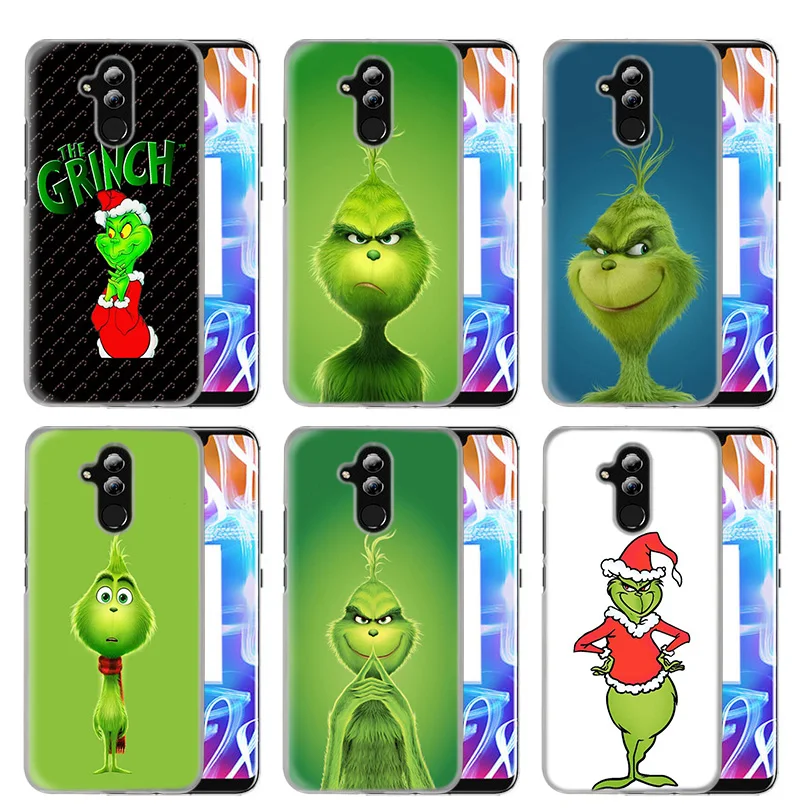 

Case Cover For Huawei Honor P20 Mate 20 10 P10 P9 P8 8X 9 Lite P Smart + Plus 2017 2019 Nova 3i Clear Green Grinch Christmas