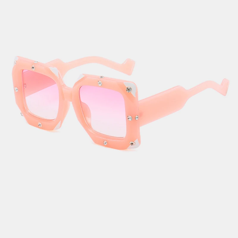 C4 Pink-Pink Новейшие квадратных элегантные женские Квадратные Солнцезащитные очки Для женщин Роскошные Брендовая Дизайнерская обувь Солнцезащитные очки женские Винтаж оттенков E - Цвет линз: C4 Pink-Pink