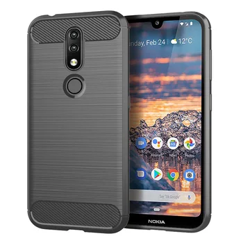 

30pcs/lot For Nokia 4.2 Carbon Fiber Brushed Case For Nokia 1 Plus Flexiable Stripe Rubber Case