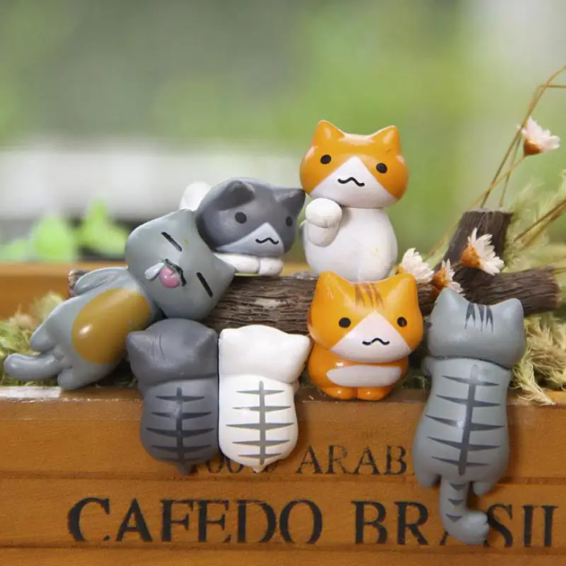 6 шт., миниатюрные фигурки для террариума в японском стиле Kawaii Cat, украшения для украшения дома, креативные фигурки японского аниме, ПВХ, домашний декор