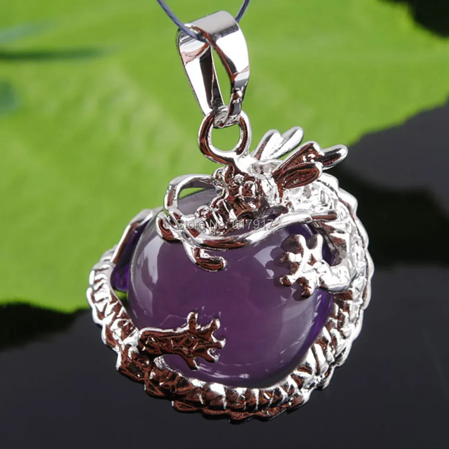 Free Shipping Natural Amethysts Gem Stone Round Ball 16mm Bead Dragon 