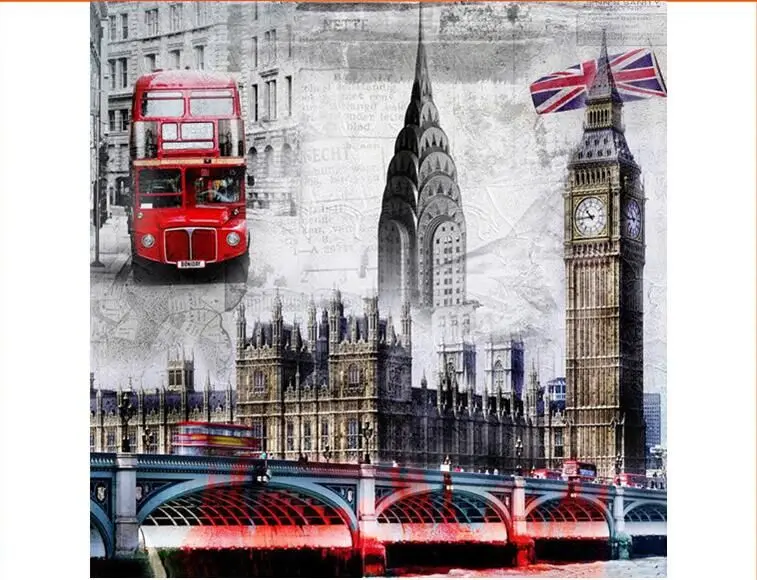 

2016 DIY Diamond Paintings Needlework Tower Bridge&Bus London Scenery Mosaic Picture Pattern Full Rhinestone Cross Stitch