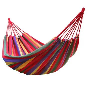 

Hot sale rainbow Outdoor Leisure Single canvas Hammocks Ultralight Camping Hammock with backpack