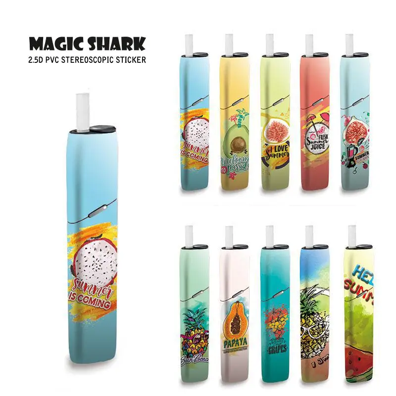 

Magic Shark Stereo Film Sun Beach Melon Fruit Sticker Skin For IQOS 3 Multi Electronic Cigarette Sticker Case Cover