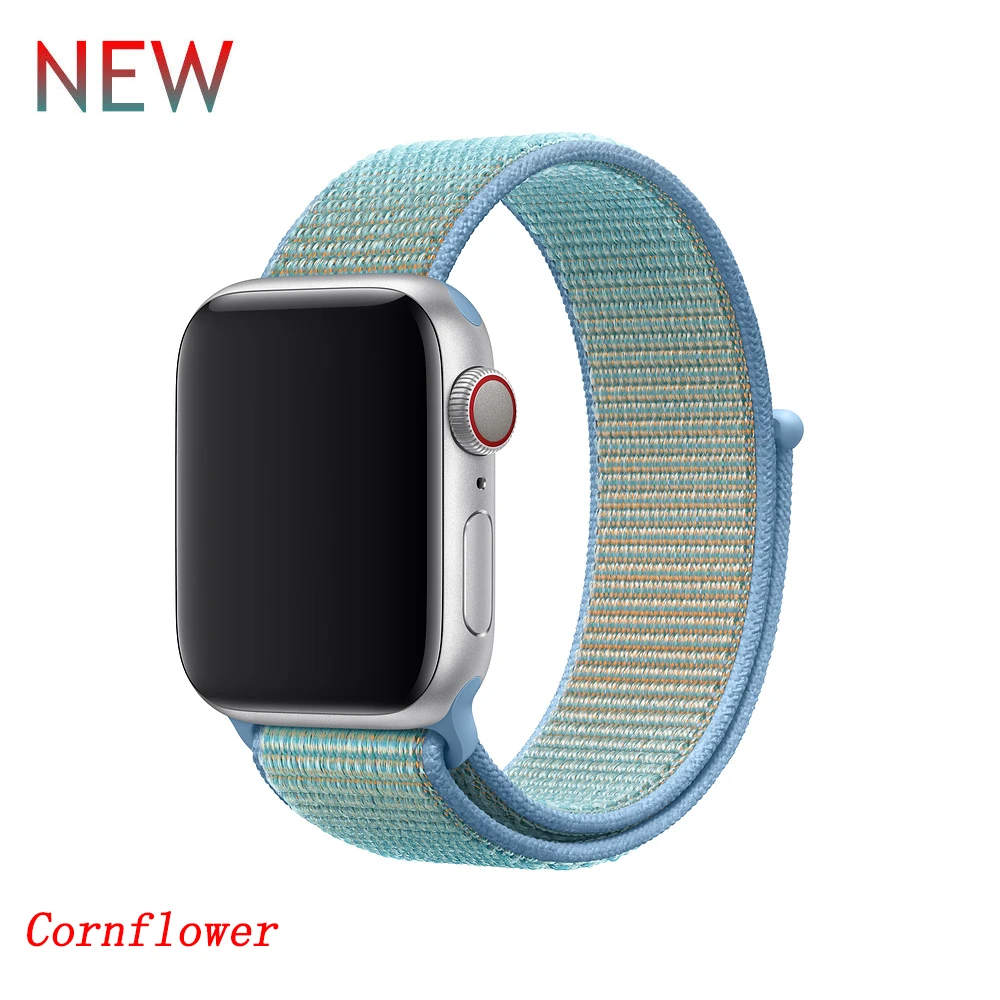 Нейлоновый ремешок для apple watch 5 4 band correa apple watch 44 мм 42 мм 40 мм 38 мм iwatch 5 4 3 2 1 цветной браслет - Цвет ремешка: Cornflower