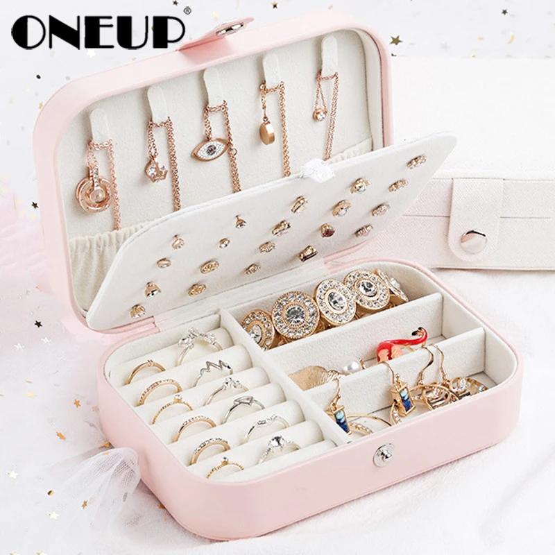 

ONEUP Jewelry Organizer Display Travel Jewelry Case Boxes Makeup Lipstick Storage Box Beauty Container Necklace Birthday Gift