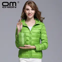 OMCHION Chaqueta Mujer 2018 осень-зима ультра легкая зимняя куртка-пуховик Для женщин Элегантный тонкий пальто с капюшоном Женский Portabl верхняя одежда