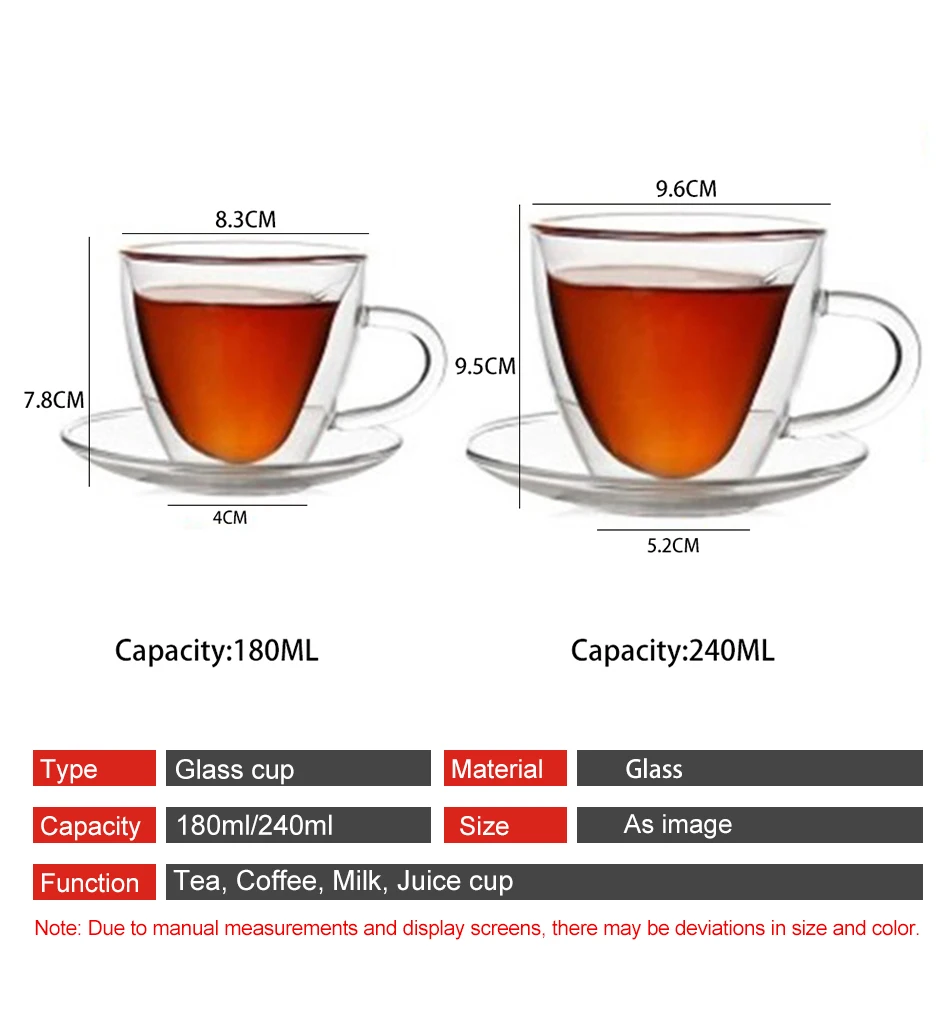 Двойными стенками Стекло Кофе кружка с ручкой 180/240 мл термоизолирующее стекло чашки Чай молока сок чашки сердце стеклянный Кубок для виски
