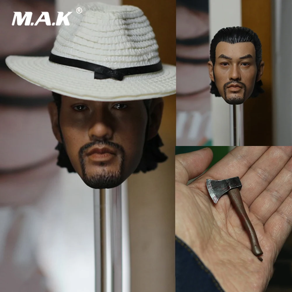 1/6 Scale Male Head Sculpt Kung Fu Danny Kwok Kwan Chan Rogue Scorpion Mix with Hat and Ax Model Toys for 12'' Man Figure | Игрушки и