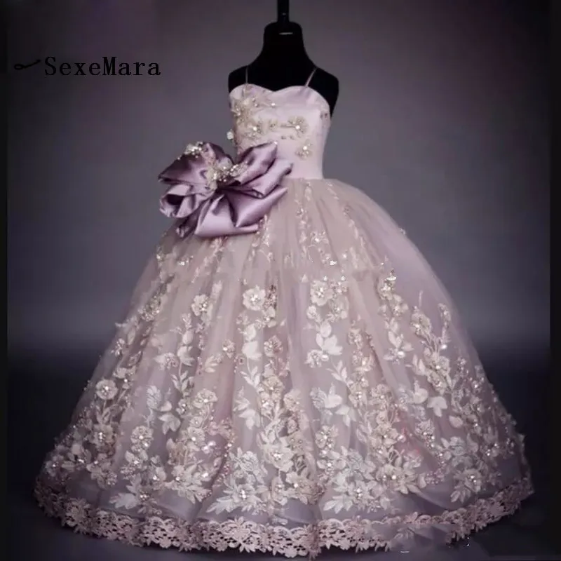 

Beauty Purple Pageant Dresses For Girls Flower Girl Dresses Ball Gown Communion Dresses Robe Fille High Quality Custom Made