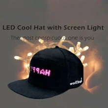 Светодиодный светящийся головной убор, цветная кепка со светодиодами, крутая шляпа с экранным освещением, водонепроницаемый светодиодный контроль смартфона FG66