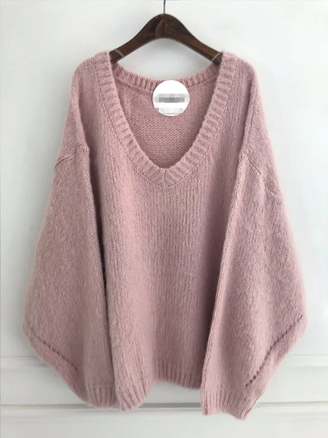 2018 плюс размер женский осенний Свободный пуловер свитер Повседневный мягкий волосатый теплый зимний свитер для женщин большой шеи с