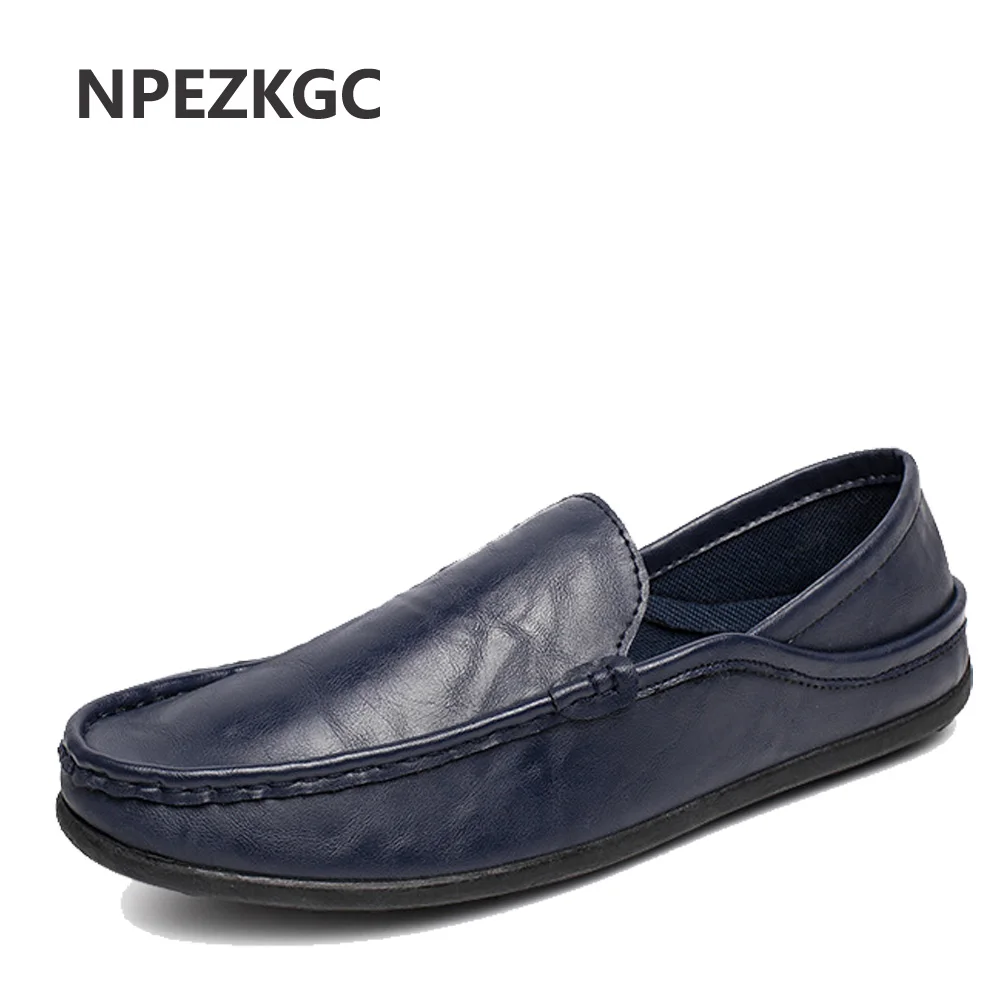 

NPEZKGC Summer Style High Quality PU Leather Men Shoes Soft Moccasins Loafers Fashion Brand Men Flats Comfy Driving Shoes