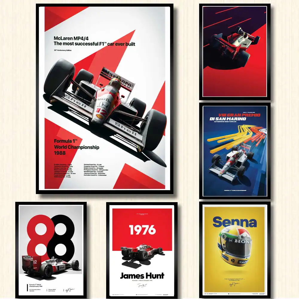 Ayrton Senna Poster F1 Formula Grand Prix Print Art Silk Poster