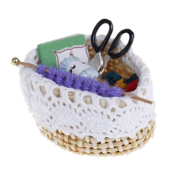 

New 1:12 Mini Wool Knitting Tool fork pot Kitchen set Doll Pretend Toy For Families Collectible Gift doll house Miniature