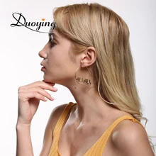 Duoying Старый английский стиль A-Z буквы пользовательское имя 45 мм Серьги-кольца милые медные ювелирные изделия для BFF женщин Рождественский подарок для Etsy