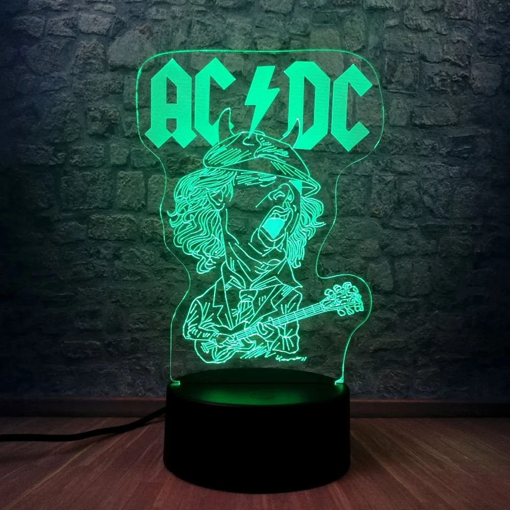 Ночная световая группа acdc Rocker Member 3D USB светодиодный светильник многоцветная атмосфера модные подарки для любителей музыки настольные украшения