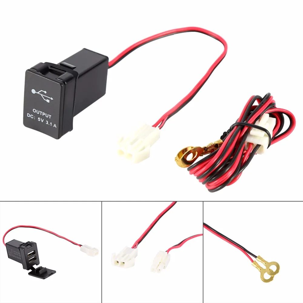 

1pcs Dual Port USB Power Socket Charger Adapter for Toyota Cars 5V 3.1A car accessories 100% Brand New