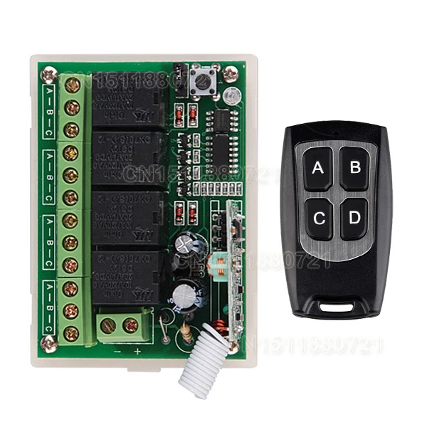 

DC12V 4CH RF Wireless Remote Switch Light Lamp LED SMD ON OFF Switch 10A Momenrary Toggle Latched Adjustable
