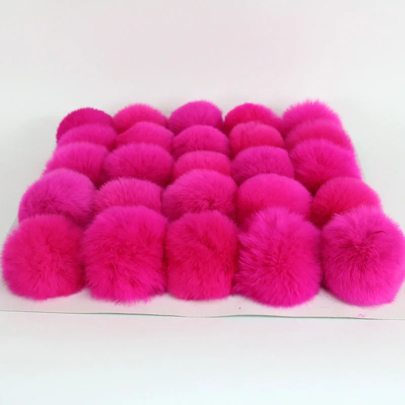 25 шт./лот Diy 6 см красочные помпоны из натурального кроличьего меха для женщин сумка кулон обувь брелоки помпоны аксессуары - Цвет: rose