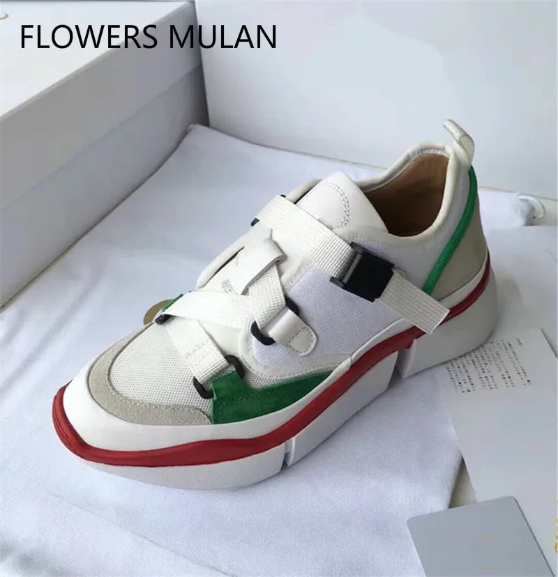 

Women Casual Shoes Fashion Mixed Color Hook & Loop Round Toe Laofers Street Style Outfit Gladiator Flat Sneakers Shoes Woman 40