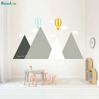 

5 Colors Mountains Wall Decals Nursery Balloon Home Decor for Kids Baby Room Self-adhesive Nordic style Murals Vinyl YT1536
