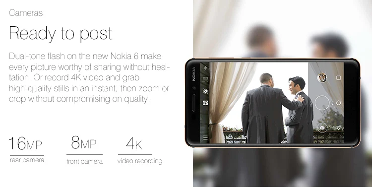 Stock in Europe New NOKIA 6 4GB RAM 64GB ROM Qualcomm Snapdragon 630 2.2GHz Octa Core 5.5 Inch 2.5D IPS Corning Gorilla Glass FHD Screen Dual Camera Android 7.1 4G LTE Smartphone