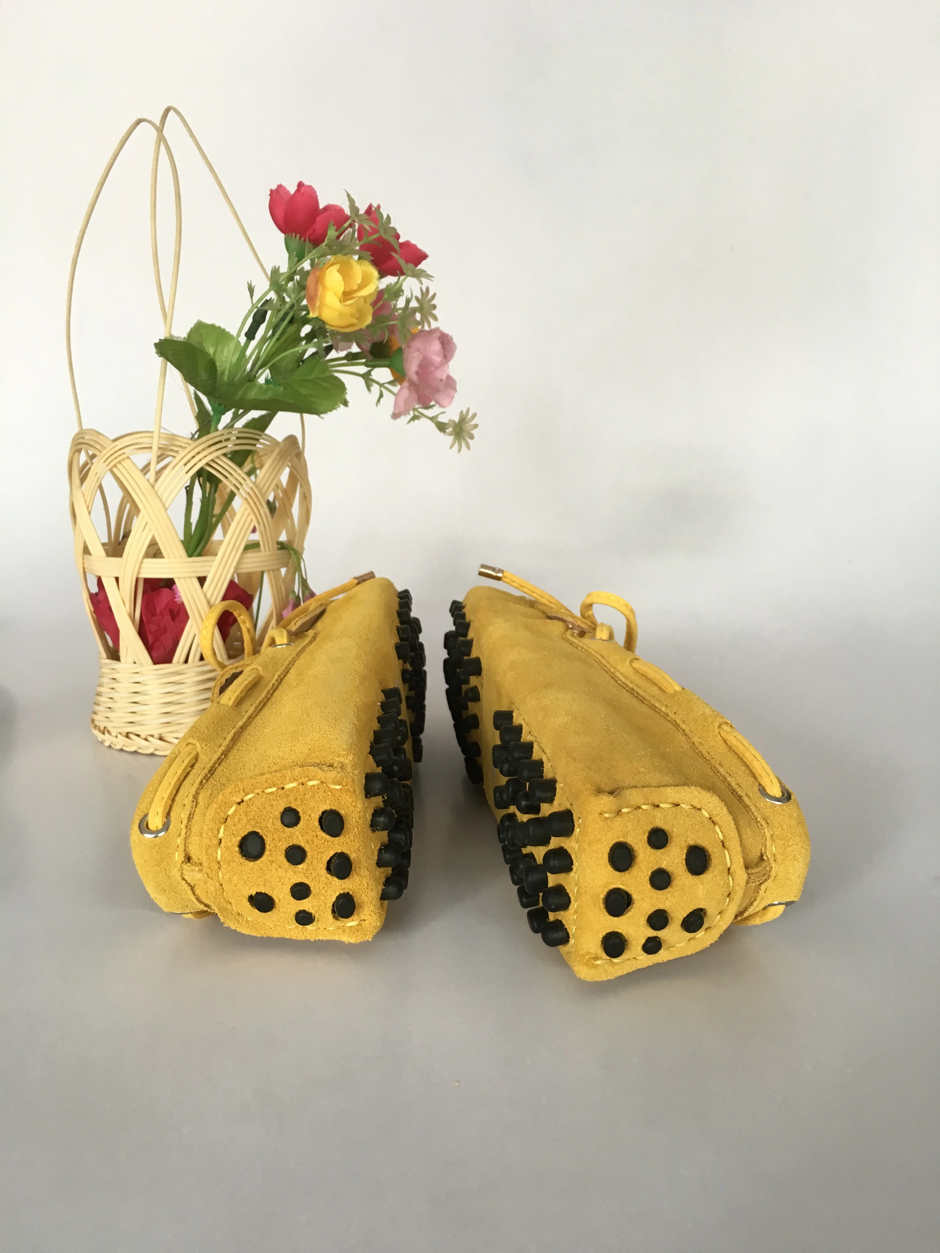 Женская обувь из натуральной кожи; женская обувь на плоской подошве; повседневные Лоферы без застежки; женские мокасины; женская обувь с бантом-бабочкой - Цвет: Yellow