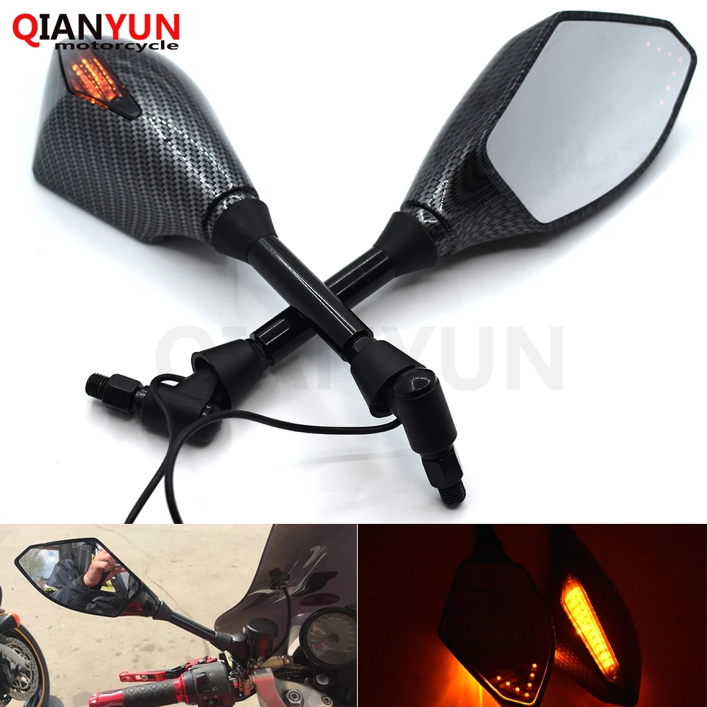 Universal 10 mm motorcycle LED turn signal rear view mirror side mirror for HONDA CBR300R CBR500R CBR600RR CBR650F CBR900RR