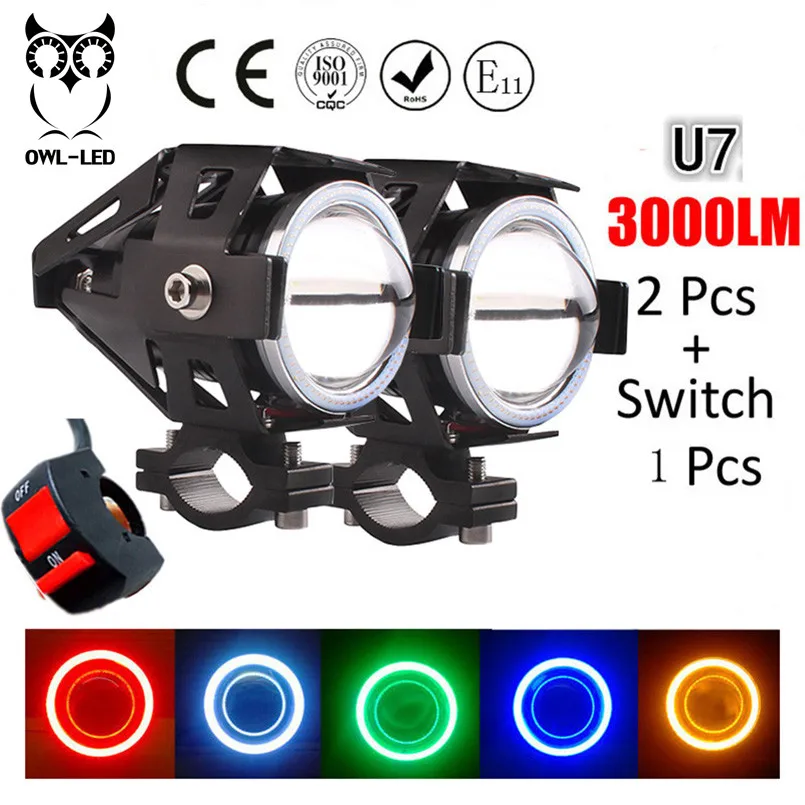 

OWL-LED 125W Motorcycle Headlight Motorbike 3000LM Upper Low Beam Flash Motos U7 Waterproof Driving car Fog Spot Head Light Lamp
