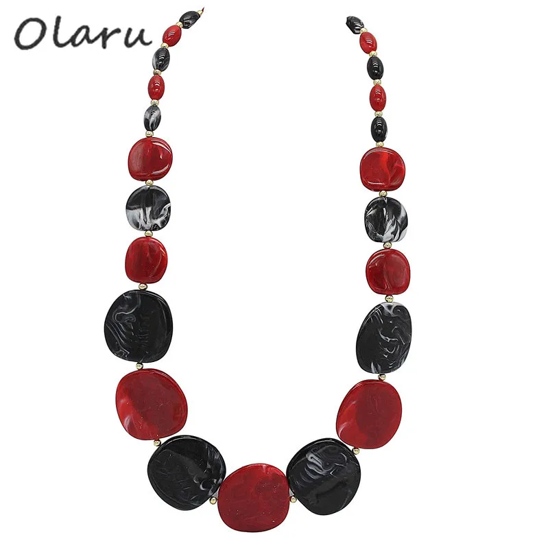 

Olaru Acetic acid sheet Round Choker Pendant Statement Bib Necklace for Women Chunky Jewelry Fashion Handmade Accessories Gift