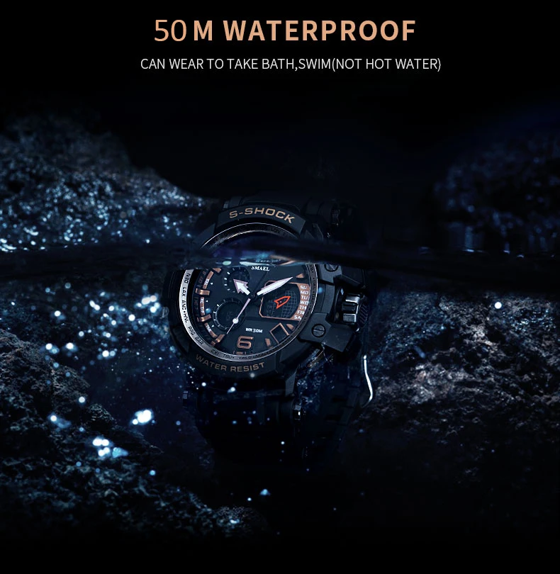 SMAEL Новинка S Shock мужские спортивные часы с большим циферблатом кварцевые цифровые часы для мужчин люксовый бренд светодиодный военный водонепроницаемый мужские наручные часы