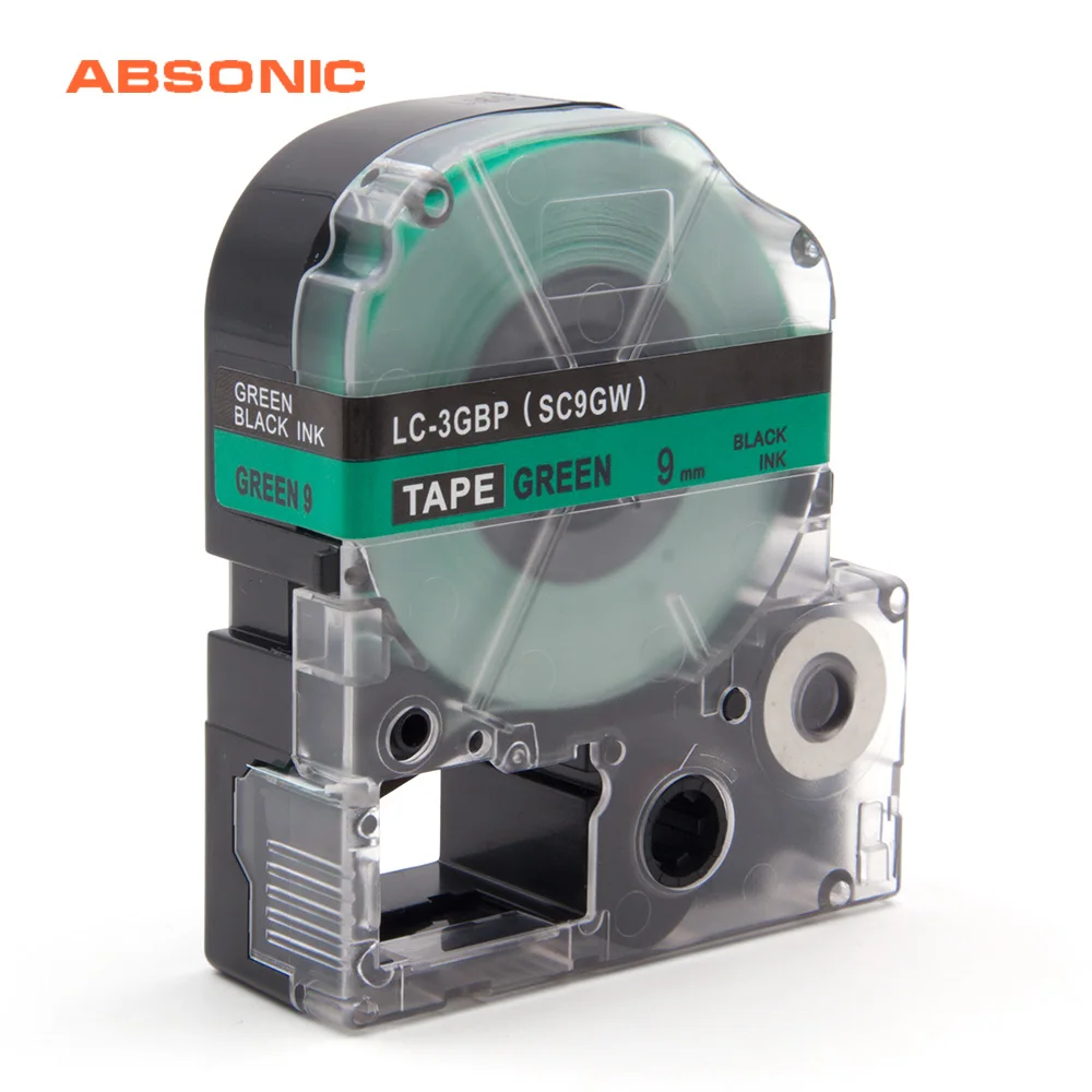 Absonic 9 мм SC9GW LC-3GBP Кассетная Лента Замена для EPSON LW-300 LW-400 LW-500 LW-600P LM-700 LW-900P |