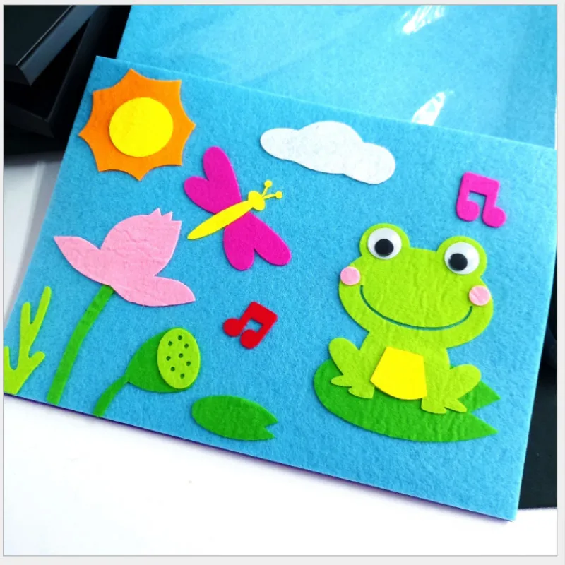 

1 Set Children Cartoon DIY Sticker Toys Non-Woven Felt Collage Cute Swan Frog Duck Craft Decoration Stickers Educational Gifts