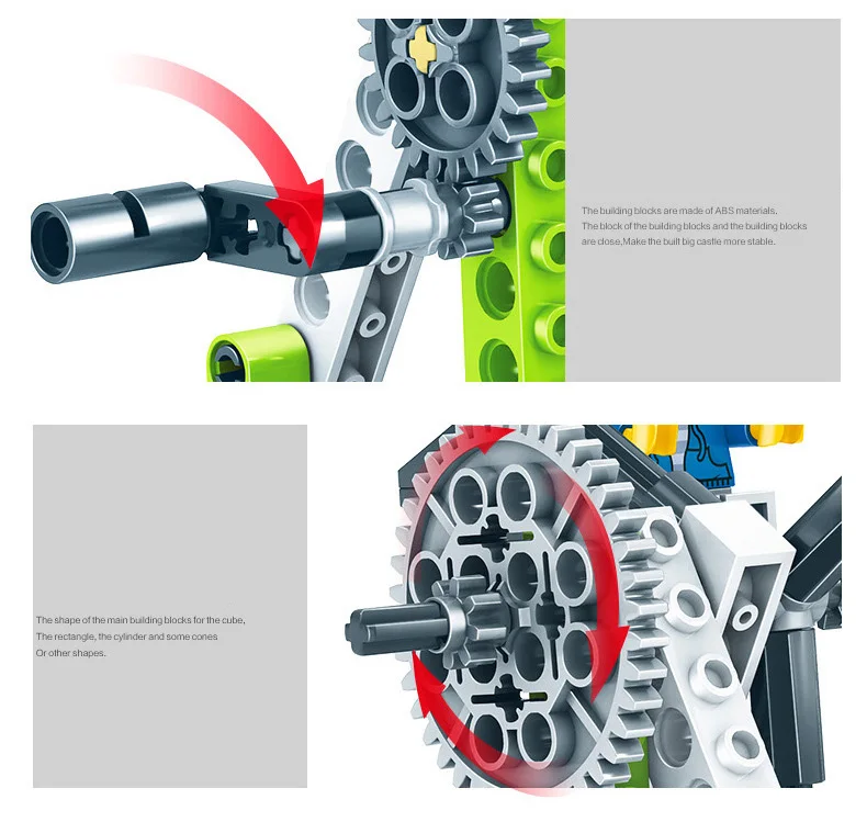 Испытано механические шестерни технологические строительные блоки инженерных детская наука образования стволовых игрушечные лошадки 3IN1