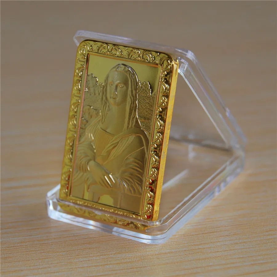 Leonardo Da Vinci Mona Lisa1 oz 24k позолоченный греческий слиток бар commimerate слиток бар