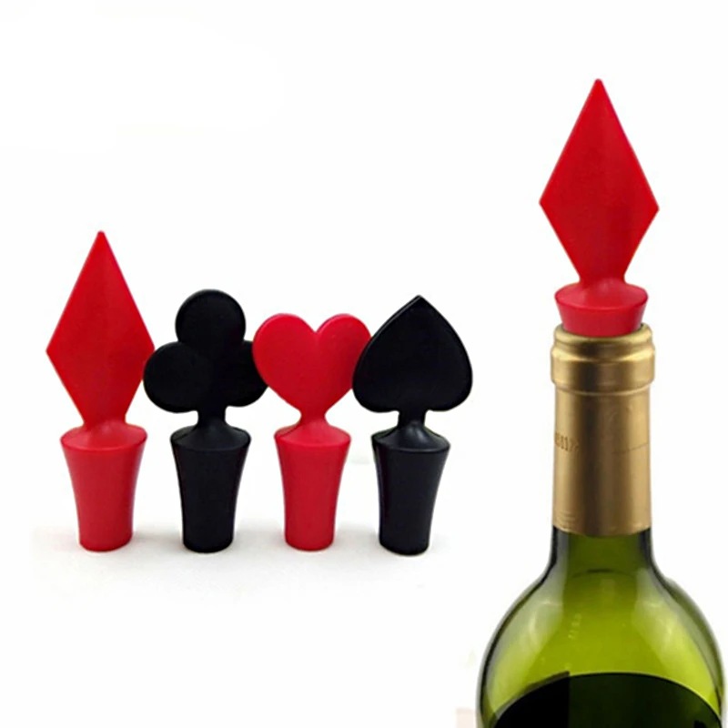 

Silicone Red Wine Bottle Stopper Poker Shaped Bottle Cork Tasteless Anti-overflow Sealer Cap Vacuum Bar Bottle Stopper Plug Tool