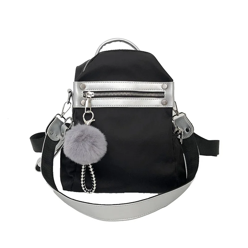 

Women Backpack For School Teenagers Girls Korean Back Bag 2019 Bookbag Nylon Backpack Female Backbag Rucksack with Fur Ball