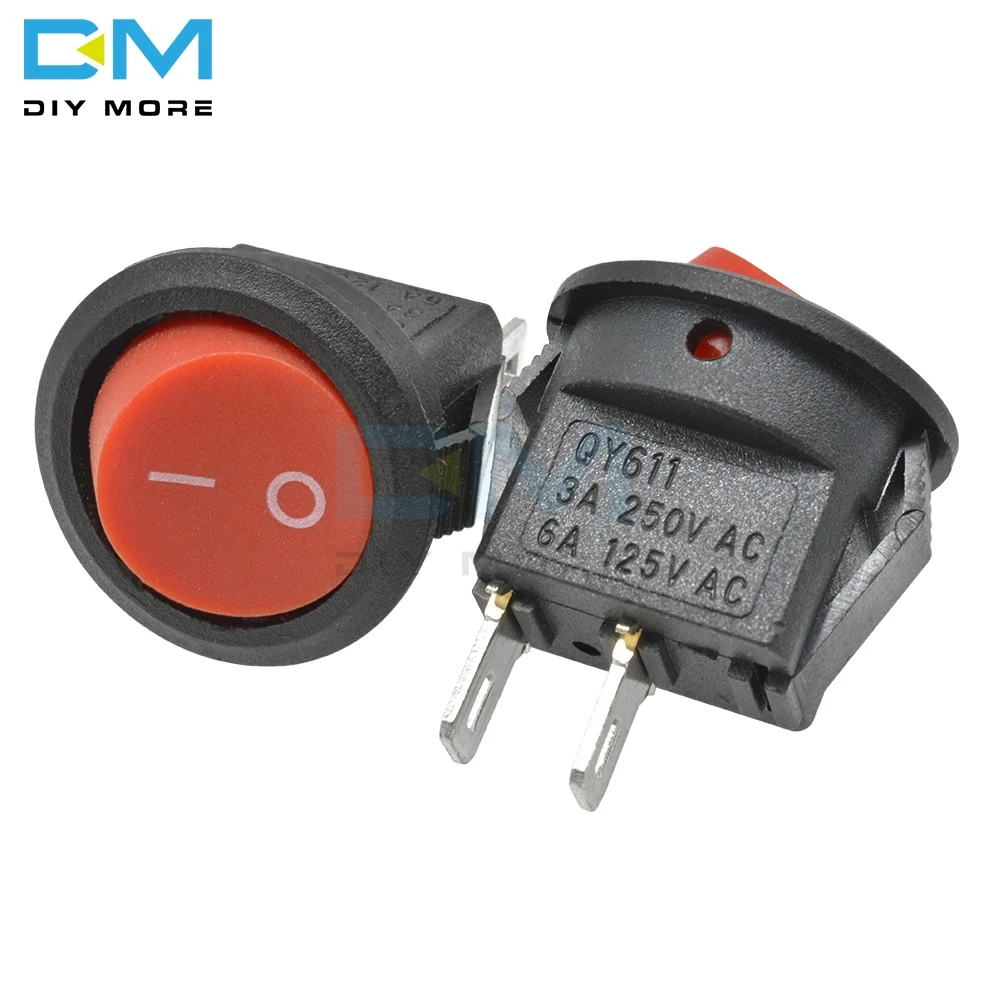 5 шт. KCD1 15 мм маленький круглый 2 Pin 3 Pin 2 файла со светом 3A/250V 6A/125V AC кулисный переключатель Seesaw выключатель питания для приборной панели автомобиля