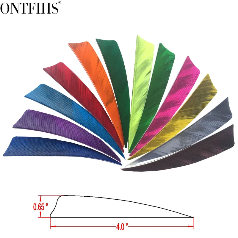 

50PCS ONTFIHS 4" Hunting Arrow Feather Fetching Shield Cut For Archery Fetches Ink Painting Real Feathers