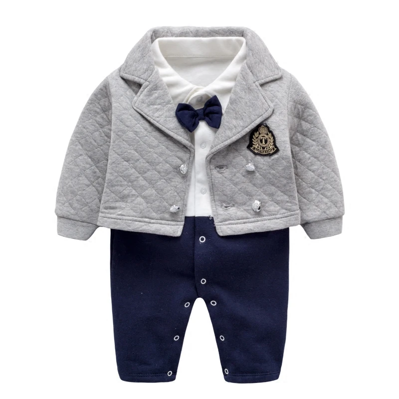 Baby Boy Clothes Sets Winter Newborn Baby Clothes 2 PCS Cotton Romper Jumpsuit Gentleman Costume