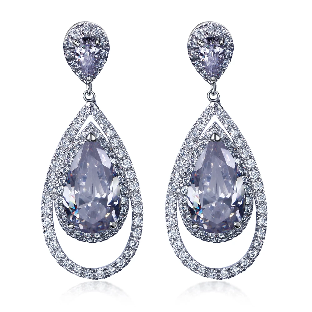 New Big Earrings For Party Fashion Jewelry Black Water Drop Stones Large Copper Large Women Earrings