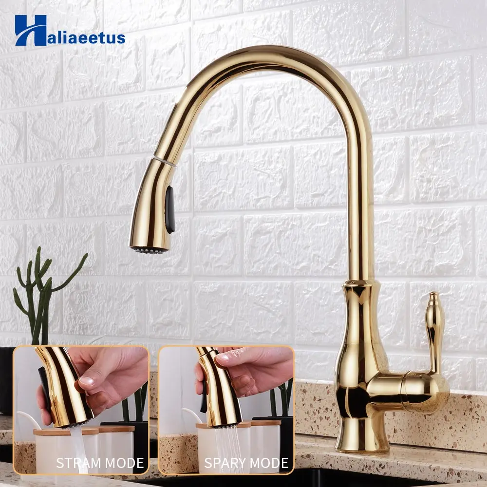 

Kitchen Faucets Sink Faucet Single Handle Pull Out Gold Kitchen Tap Swivel 360 Degree Water Mixer Tap Mixer Tap 2 Features