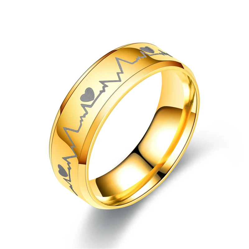 6MM 3Color Simple Design Wedding Engagement Stainless Steel ECG Ring Gift 6MM 3Color Simple Design Wedding Engagement Stainless Steel ECG Ring Gift