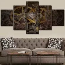 Steampunk Wall Art And Get Free Shipping On Aliexpress Wall Art Picture Canvas Print One Set 5 Panel Sci Fi Steampunk Gears And Clock Poster