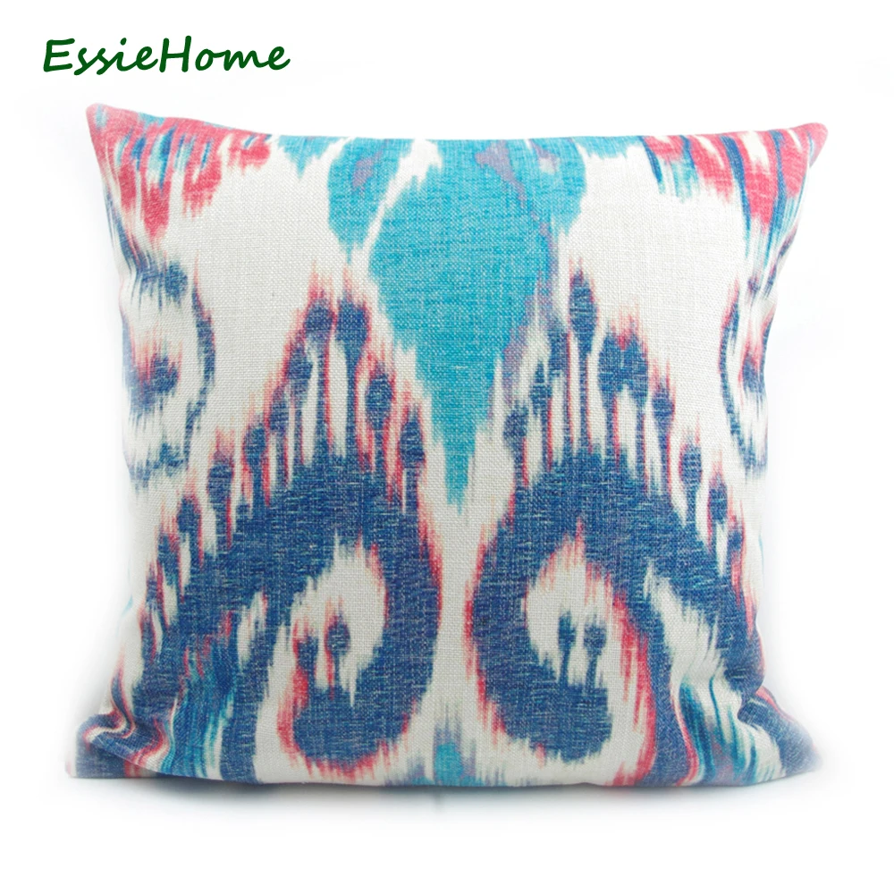 Essie Home, прямая с фабрики; High-End цифровая печать темно-синий Ikat Пейсли расцветка наволочки для подушек для дивана Винтаж