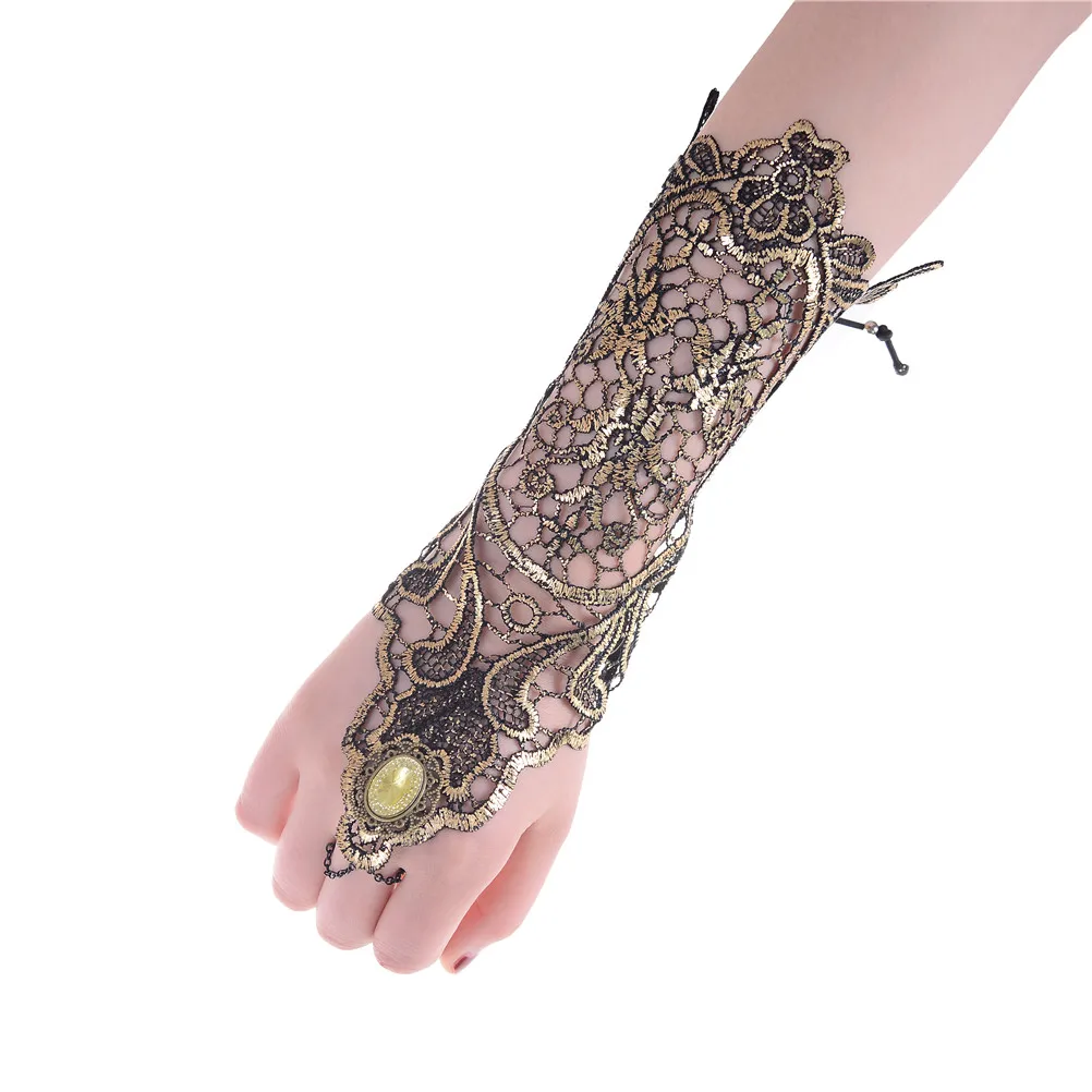 

Party Costume Fingerless Gloves New Sale Ivory Lace Gloves Sexy Women Ladies Steampunk Goth