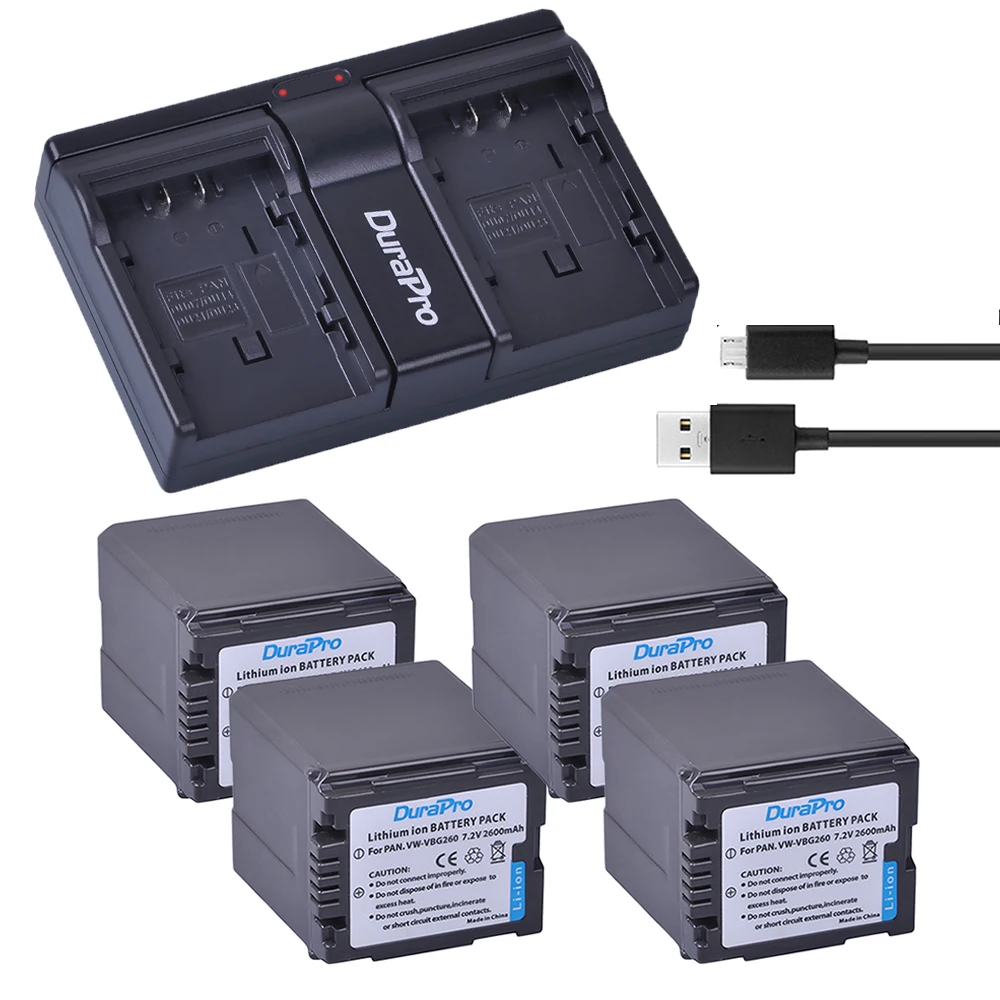 4x2600 мА · ч VW-VBG260 VW VBG260 аккумулятор + USB двойное зарядное устройство для Panasonic |