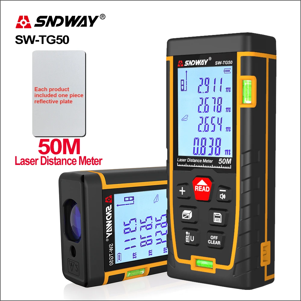 SNDWAY Rangefinder Laser Double Horizontal Bubble Distance Meter Range Battery-Powered Hand Tool Device SW-TG50 70 100 120 SNDWAY Rangefinder Laser Double Horizontal Bubble Distance Meter Range Battery-Powered Hand Tool Device SW-TG50 70 100 120