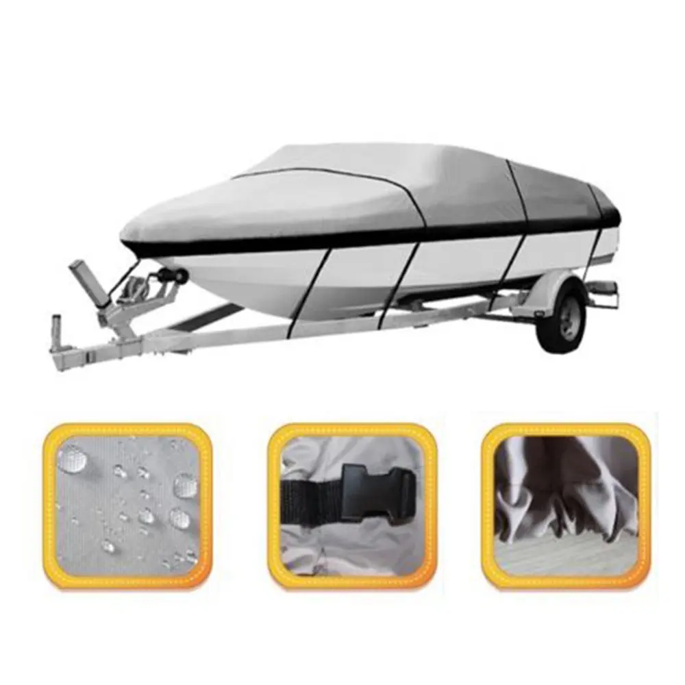 

600D Woven Polyester With PU Coating 20ft To 22ft Waterproof Sunproof Trailable Boat Cover V Type 100 Inch Beam Ship Accessory